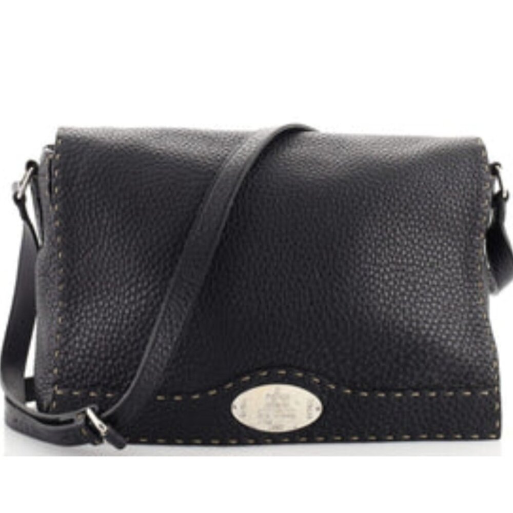 FENDI Black Leather Messenger Bag - Picture 2 of 16